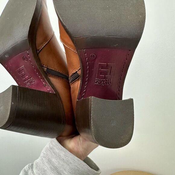 Emanuele Crasto Made in Italy Women’s Leather Cognac Brown Heel Mid Calf Western - Picture 9 of 13